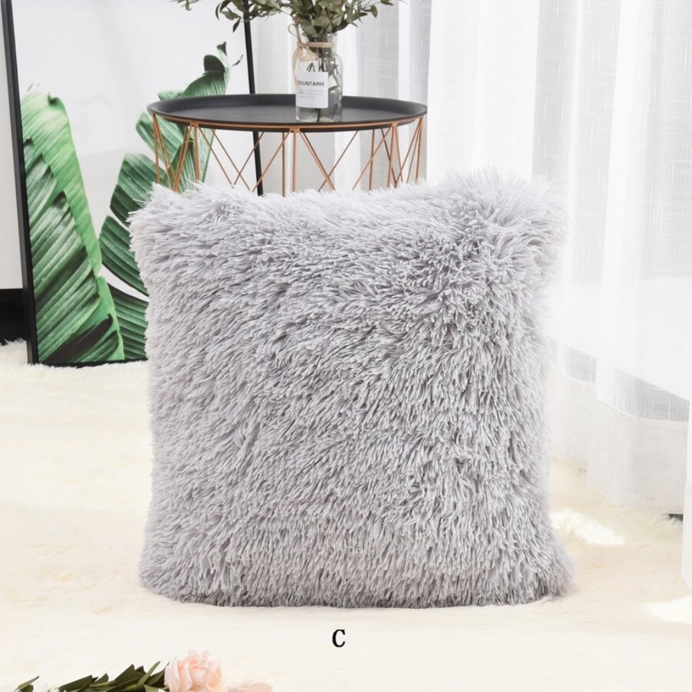 Plush Furry Pillow Cover - 3 colors - Picture 3 of 6